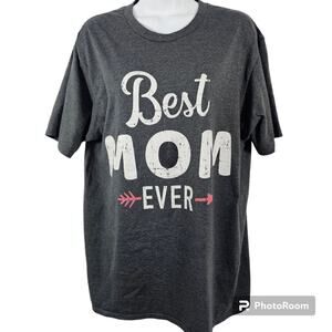 Port & Company Gray Tee Shirt "Best Mom Ever" Size Large